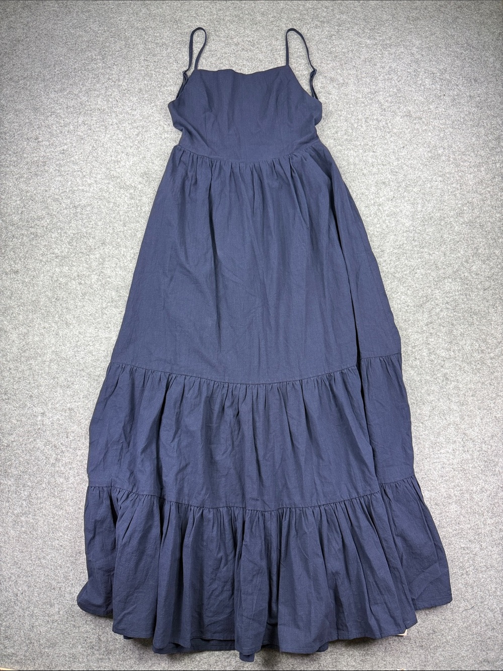 Commense Navy Blue Backless Tiered Ruffle Maxi Dress Size Small NWT